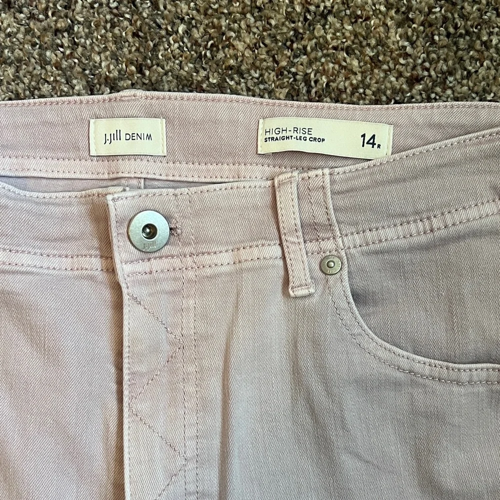 Lot 3 pairs J. Jill Denim High Rise Straight Leg Crop Jeans White Pink Tan 14 - Picture 7 of 11